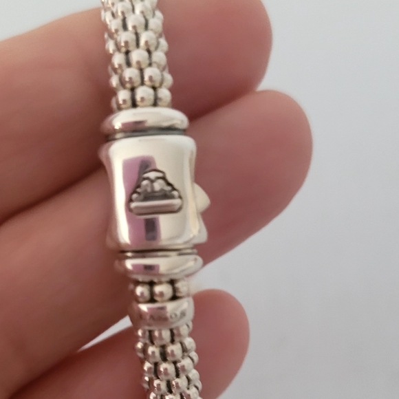 LAGOS Sterling Silver Circle Station 6mm Caviar Rope Bracelet 7.5" - Picture 2 of 10
